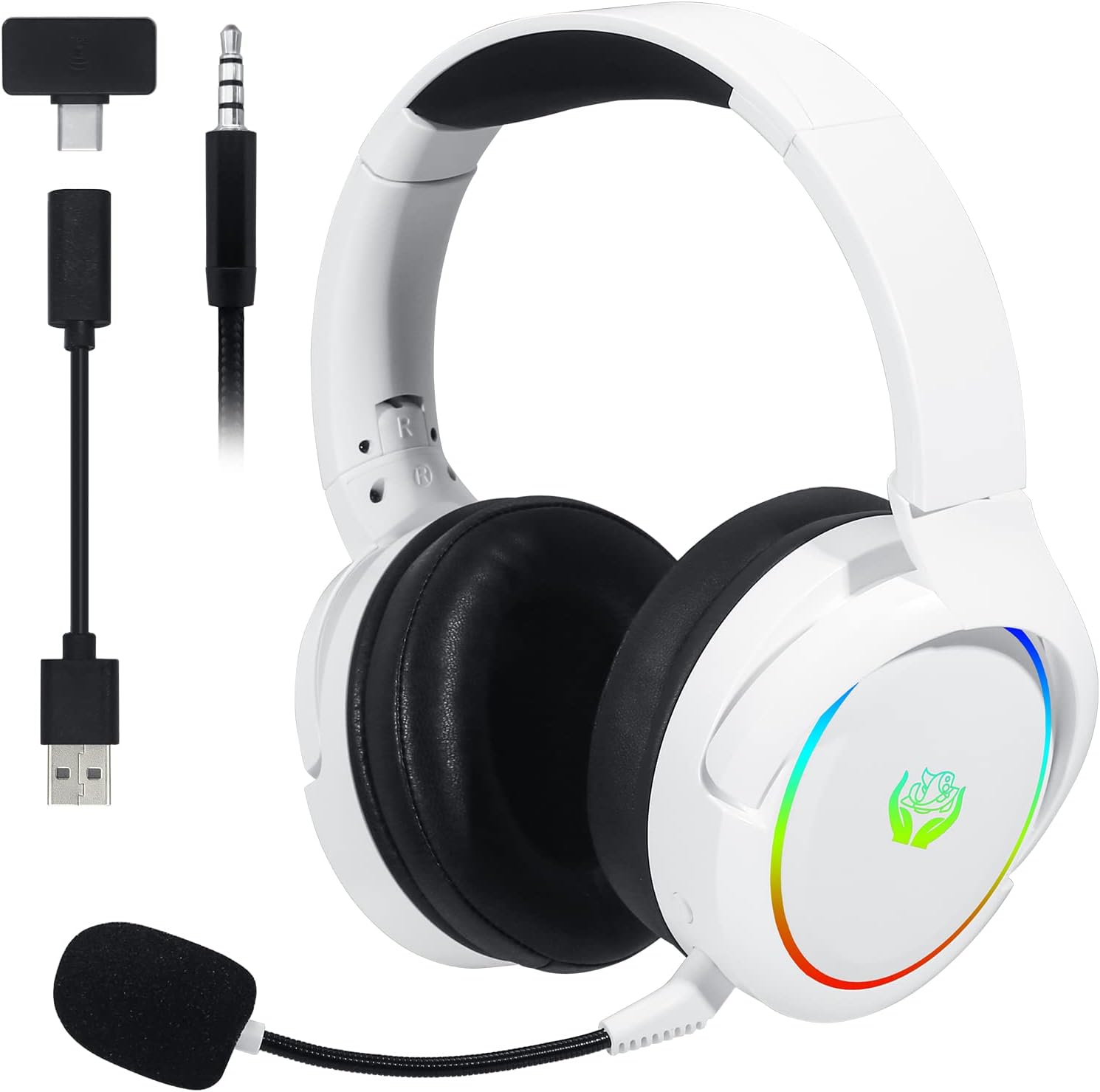 Gaming Headset With Mic Rgb - سماعة ألعاب لاسلكية HUO JI 2.4G/Bluetooth