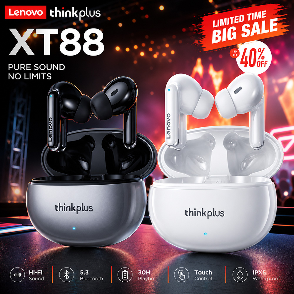 Tws Earbuds Bluetooth 5.3 - سماعات لينوفو XT88 اللاسلكية بتقنية TWS،