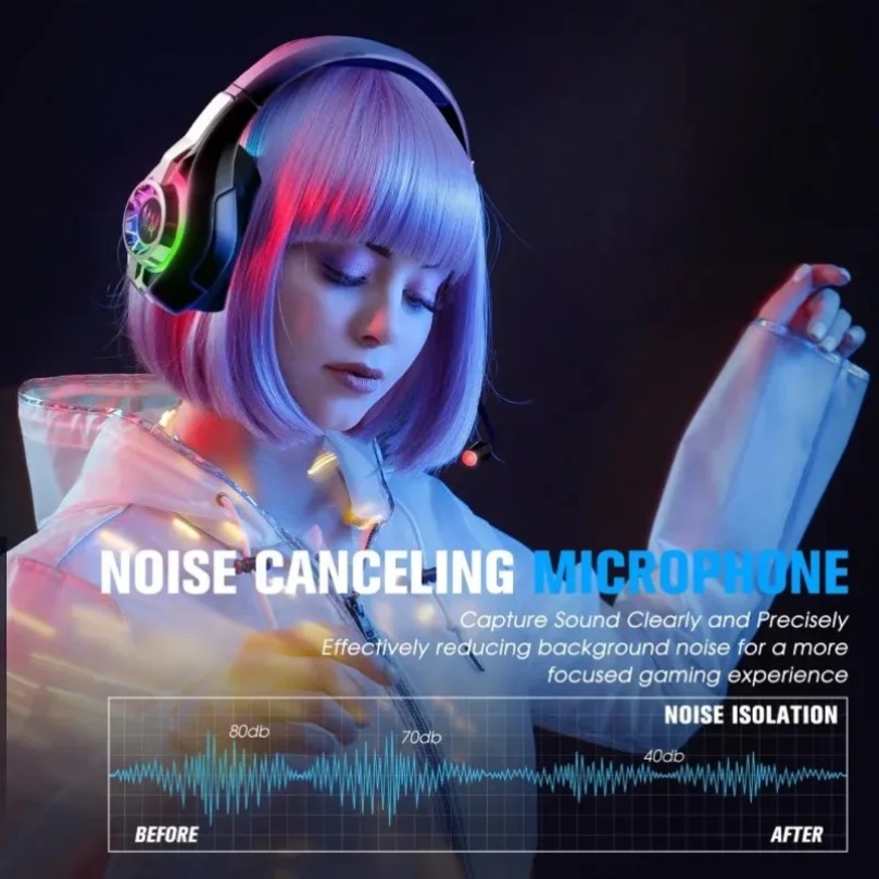 سماعة رأس لاسلكية للألعاب GS40 - مراجعة Gaming Headset With Mic Rgb وسعره