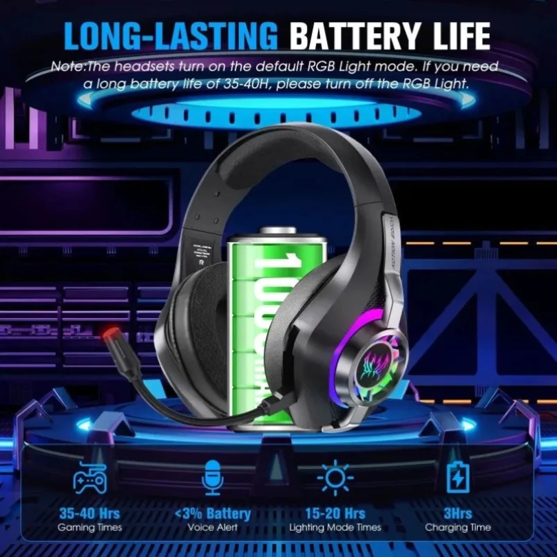 سماعة رأس لاسلكية للألعاب GS40 - مراجعة Gaming Headset With Mic Rgb وسعره