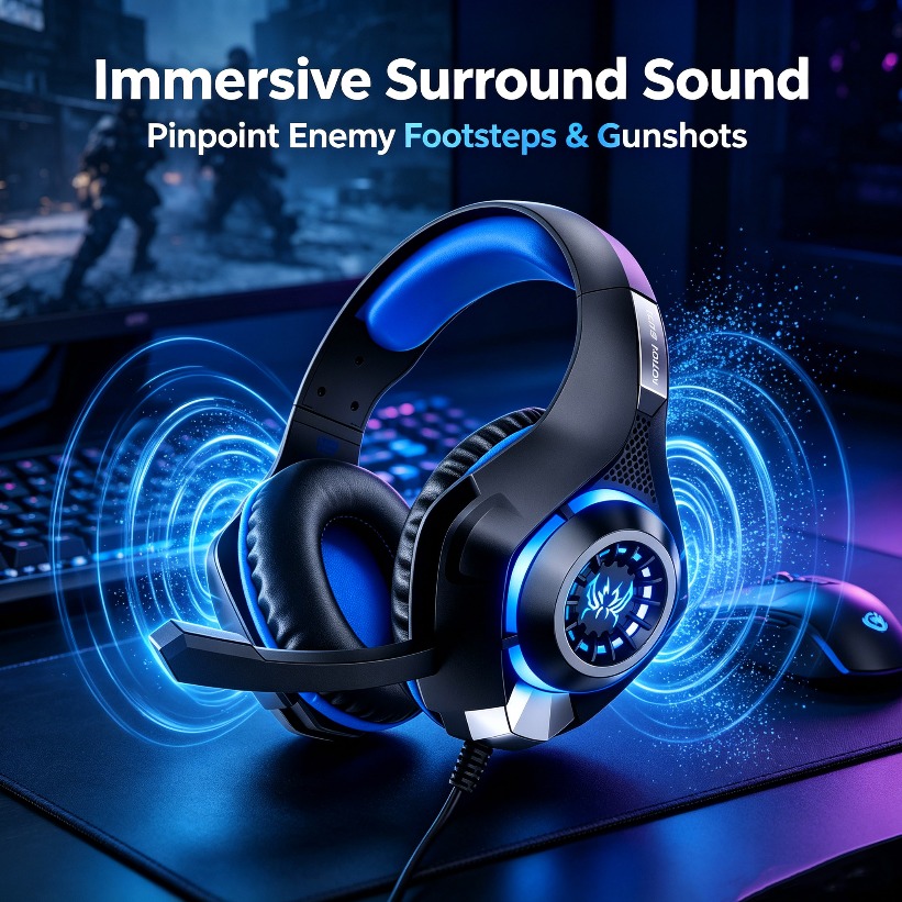 سماعات رأس للألعاب LED مع ميكر - مراجعة Gaming Headset With Mic Rgb وسعره