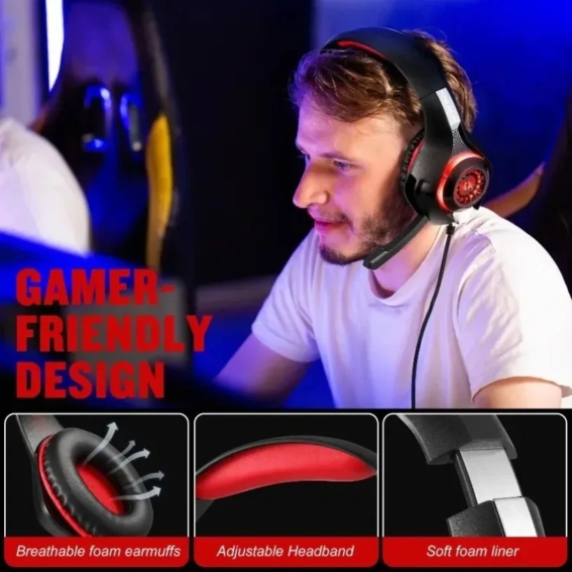 سماعات رأس للألعاب LED مع ميكر - مراجعة Gaming Headset With Mic Rgb وسعره