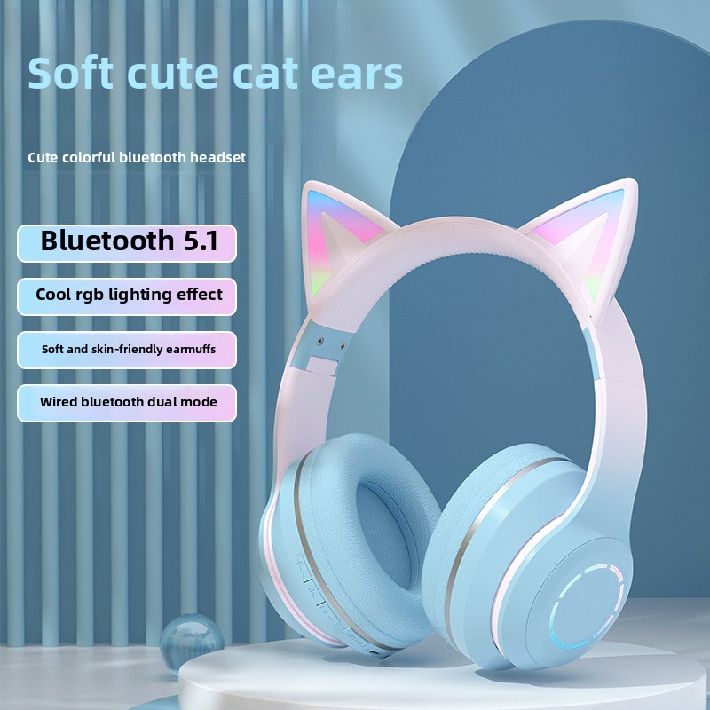 سماعة بلوتوث لاسلكية جديدة الأ - مراجعة Cat Ear Bluetooth Headset Led وسعره