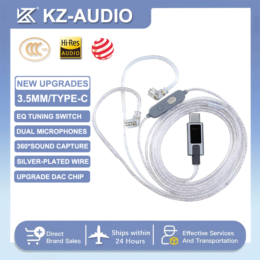 كابل سماعة أذن KZ M2 مطلي بالف - مراجعة Type C Wired Earphones With Mic وسعره