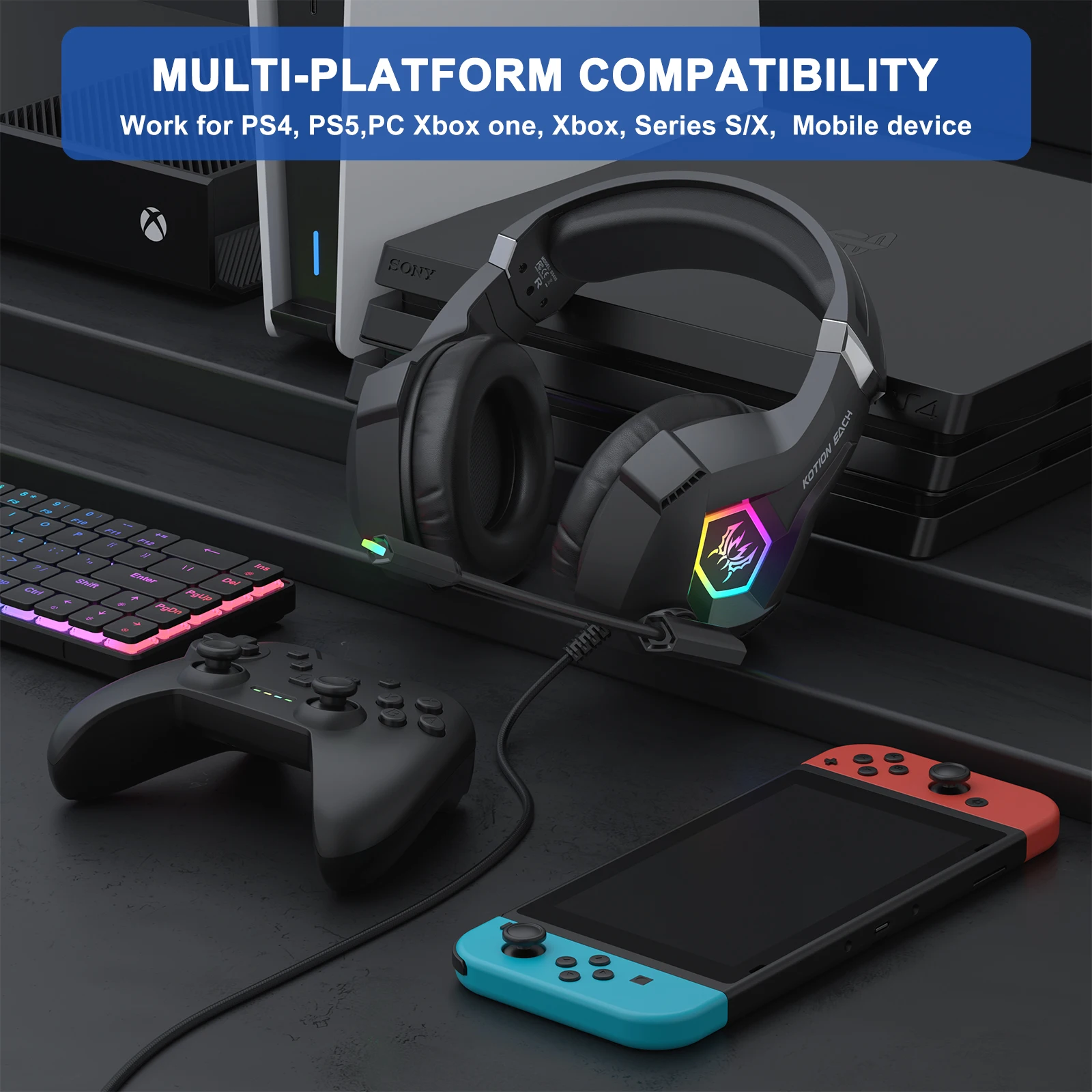 سماعة رأس سلكية للألعاب مع صوت - مراجعة Gaming Headset With Mic Rgb وسعره